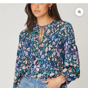 NWT Shoshanna Lara Floral keyhole tie Top size L